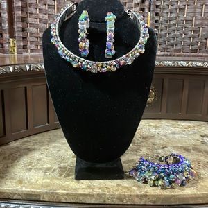 Sassy Jones Rochinda Bib, earrings and bracelet-Purple